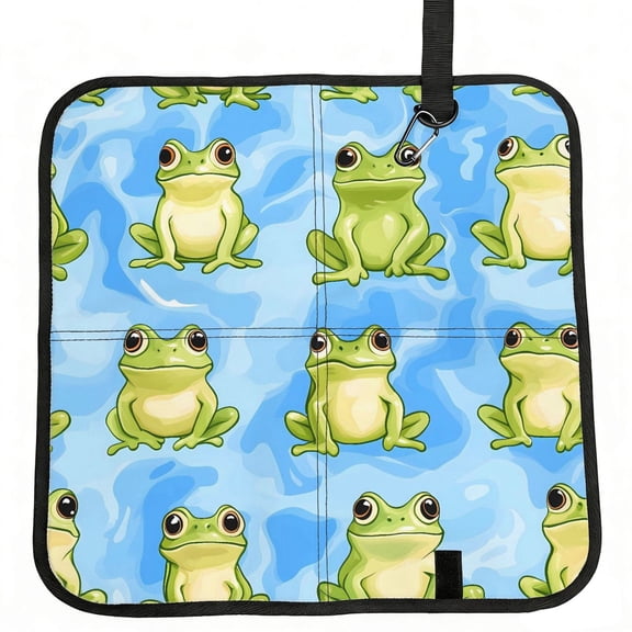Foldable Seat Cushion Oxford Fabric Waterproof Pe Cotton Stadium Bleacher Pad Camping Travel Outdoor Seat Folds 15.8x15.8in Cute Sitting Frog