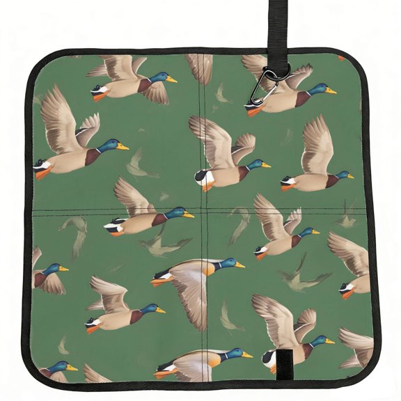 Foldable Seat Cushion Oxford Fabric Waterproof Pe Cotton Stadium Bleacher Pad Camping Travel Outdoor Seat Folds 15.8x15.8in Flying Mallard Ducks