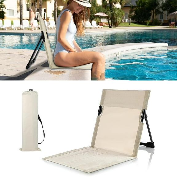 Foldable Seat for Poolside Chairs, Portable Outdoor Poolside Chairs for Edge of Pool, Beach Chair, SwimmingPool Accessories, Pool Seats for Edge, Provides Back Support