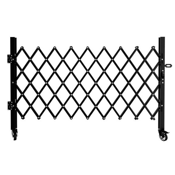 Foldable Security Gate, Expandable Safety Barrier with 360° Swivel Casters Lockable Design, Portable Mobile Rolling Barricade for Garage, Warehouse, Driveway and Pool Areas