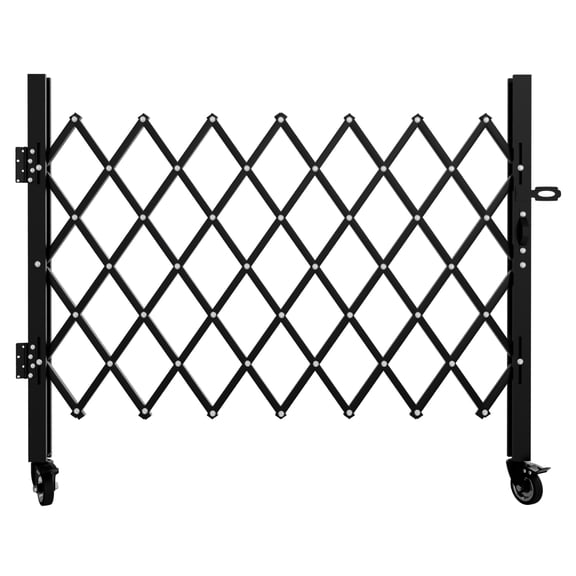 Foldable Security Gate, Expandable Safety Barrier with 360° Swivel Casters Lockable Design, Portable Mobile Rolling Barricade for Garage, Warehouse, Driveway and Pool Areas (51.57" H x 42" W)