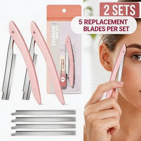 Foldable Shaping Razor Set, 2 Pack Stainless Steel Precision Tool with 10 Replacement Blades