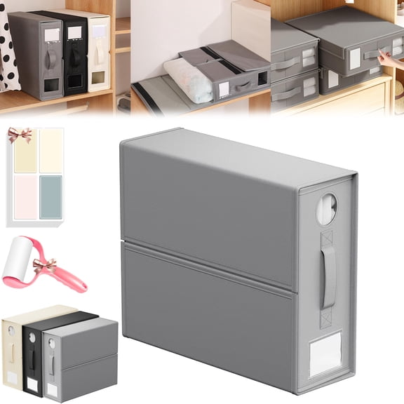 Foldable Sheet Storage Set Keep Your Bedding Organized and Neat,Bed Sheets Closet Organizers and Storage with Window and Label for Blanket,Multi-use Storage Bags(Gray)