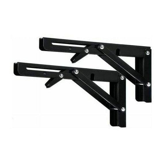 Foldable Shelf Brackets Supports High Load Capacity, Easy Lock Release, Space Saving Design, Fontainebleau Black Heavy Duty Metal For DIY Projects (2PCS)