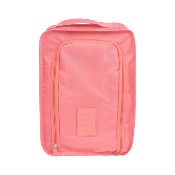 Foldable Shoe Carry Bag Portable Travel Shoe Organizer 11.8x8.3x4.7 Inch Snug-Fit Shoe Storage Box Multifunctional Lightweight Hand Carrying Case for Travel(Pink)