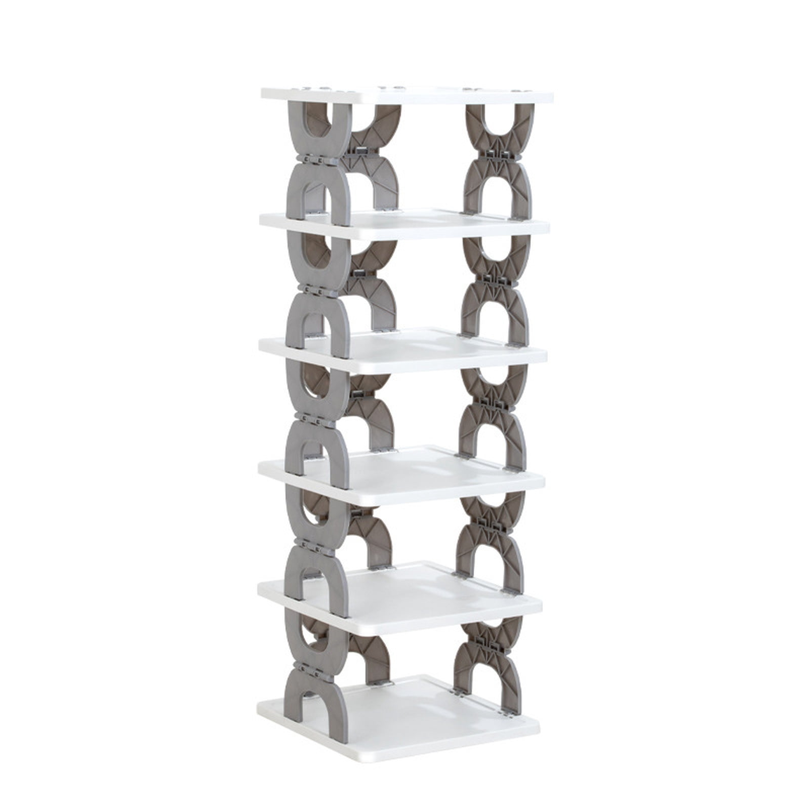 Foldable Shoe Rack, 6-Tier Plastic Storage Organizer for Entryway ...