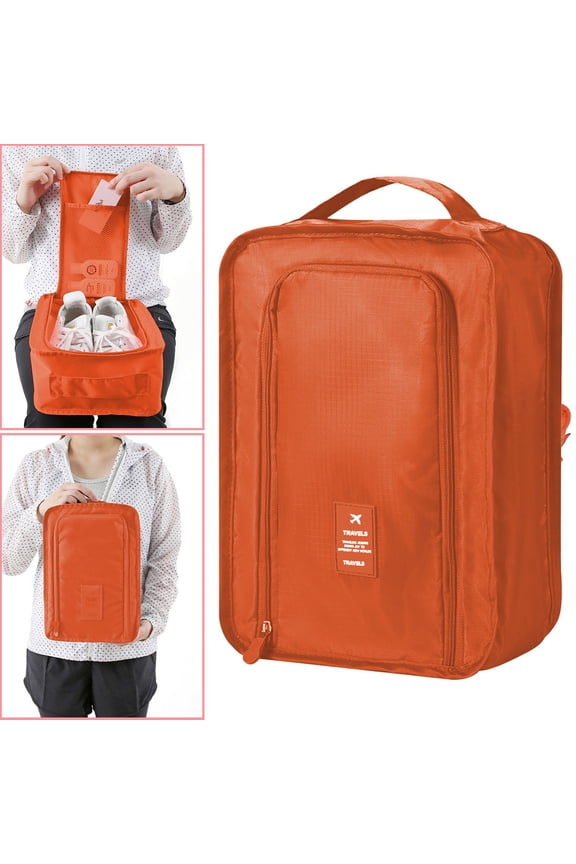 Foldable Shoe Storage Bag | Portable Travel Shoe Organizer with Hand Carry Handle | Compact Multifunctional Storage Box for Shoes & Travel Essentials | 30x21x11.5 cm Polyester Carry Case