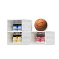 thumbnail image 1 of Syenll Foldable Shoe Storage Box, 3 Tiers Stackable Shoe Rack Bins with Clear Door, Plastic Shoe Shelf for Closet Entryway, White, 1 of 8
