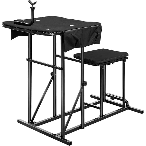 Foldable Shooting Bench, Height Adjustable Shooting Table with Padded Seat, Gun Rest & Gear Pockets, Portable Shooting Bench for Rifles, Outdoor Range and Hunting