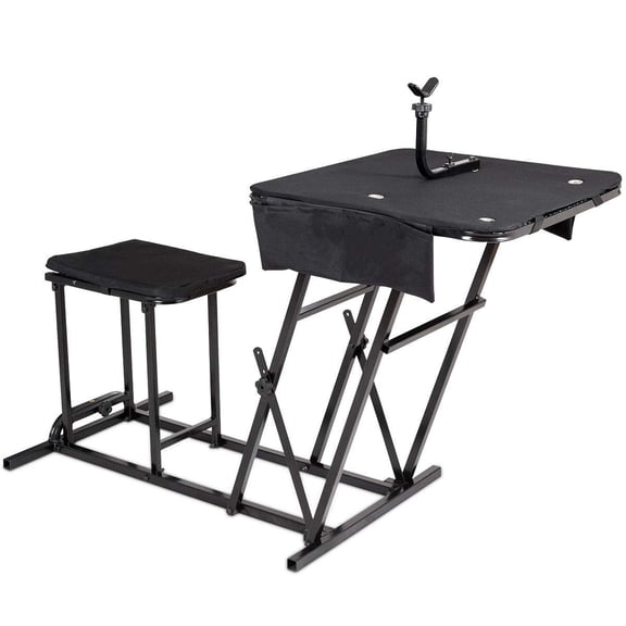 Foldable Shooting Bench With Padded Seat And Ammo Pockets, Standard Black
