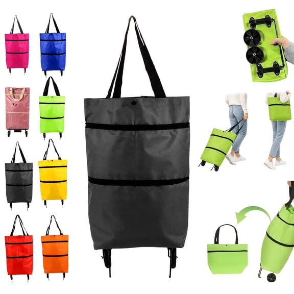 Foldable Shopping Bag with Wheels, Foldable Shopping Trolley Bag