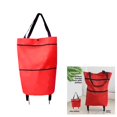 thumbnail image 1 of Foldable Shopping Bag with Wheels, Heavy Duty Rolling Grocery Cart, Portable Oxford Cloth Trolley for Supermarket, Market, Travel & Seniors, Red, 1 of 4