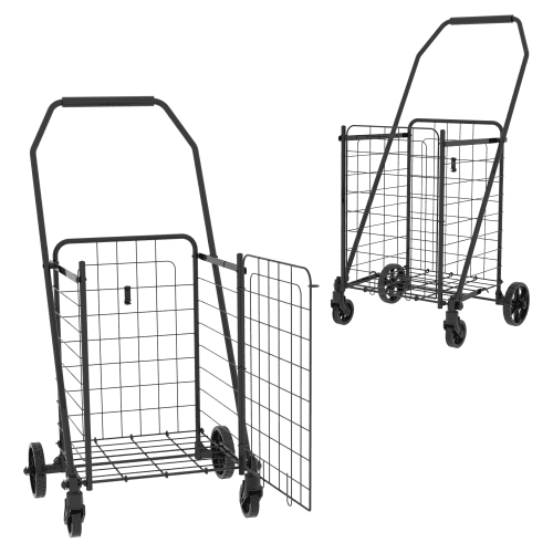 Foldable Shopping Cart  Extra Large Lightweight Utility Cart with 360 Swivel Wheels, Holds 132 lbs, Ideal for Groceries, Laundry, Camping & More