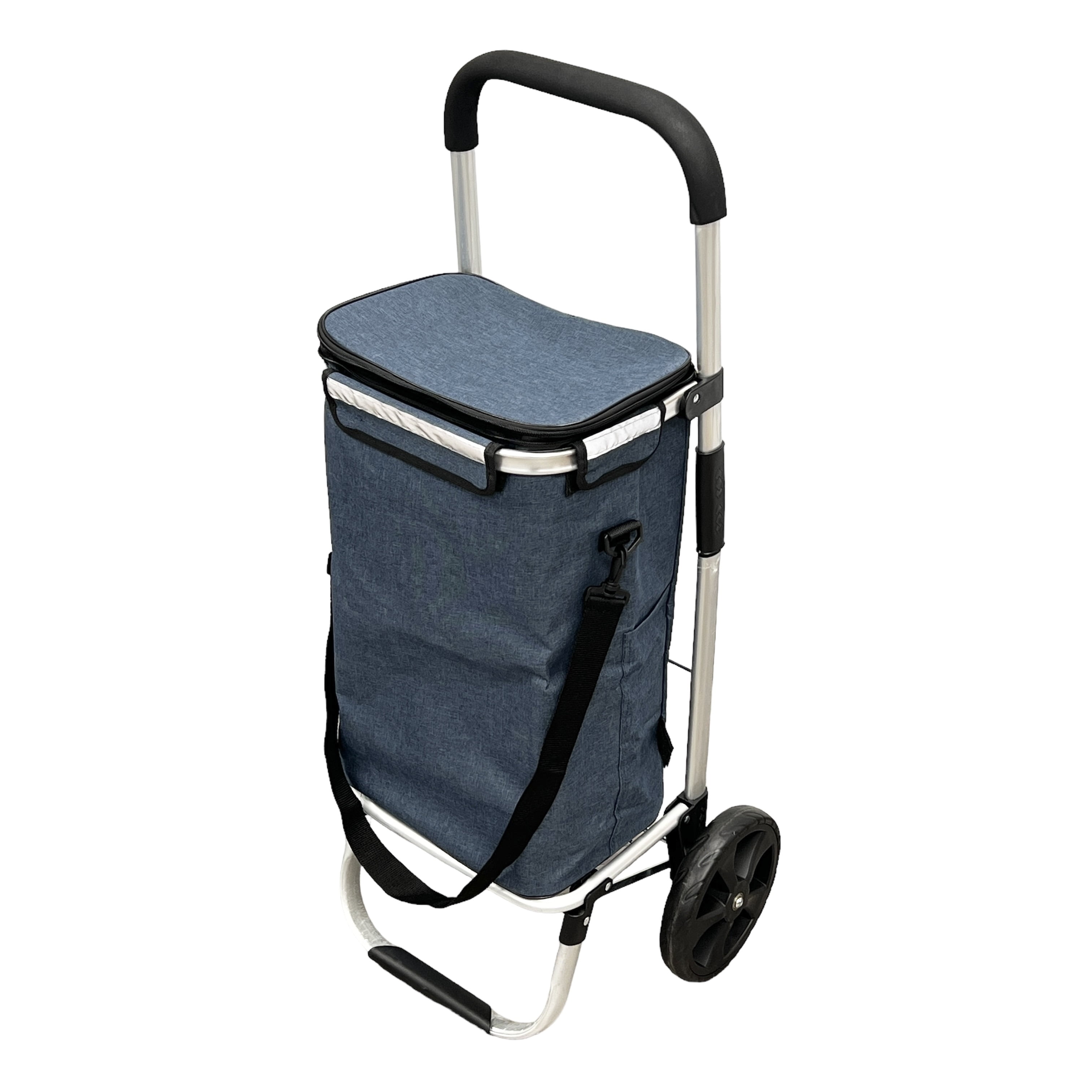 Foldable Shopping Cart, Grocery Bag Trolley with Wheels, Insulated and ...