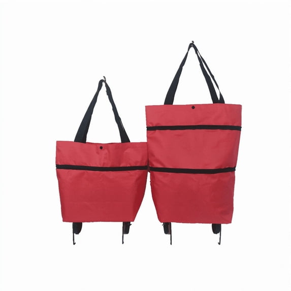 Foldable Shopping Cart Grocery Cart with Wheels • Heavy Duty Shopping Bag • Telescopic Storage Cart for Traveling & Supermarket • Reusable Tote Shoulder Bag • Hides Wheels • 30L Large Capacity