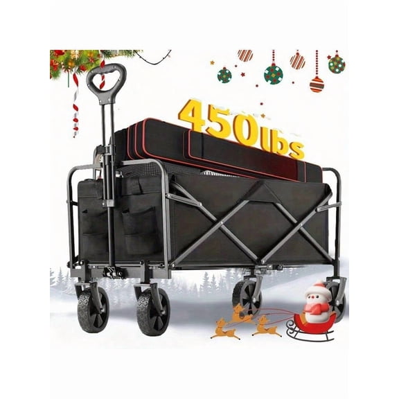 Foldable Shopping Cart, Large Capacity, Flexible Fully Foldable Pet Stroller, Heavy Duty Multi-Purpose Cart for Groceries, Outdoor Beach, Gardening and Fishing - Perfect Christmas Gift