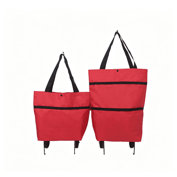 Large Capacity Foldable Grocery Cart with Wheels, 30L Telescopic Shopping Oxford Cloth Storage Bag, Portable Travel Cart