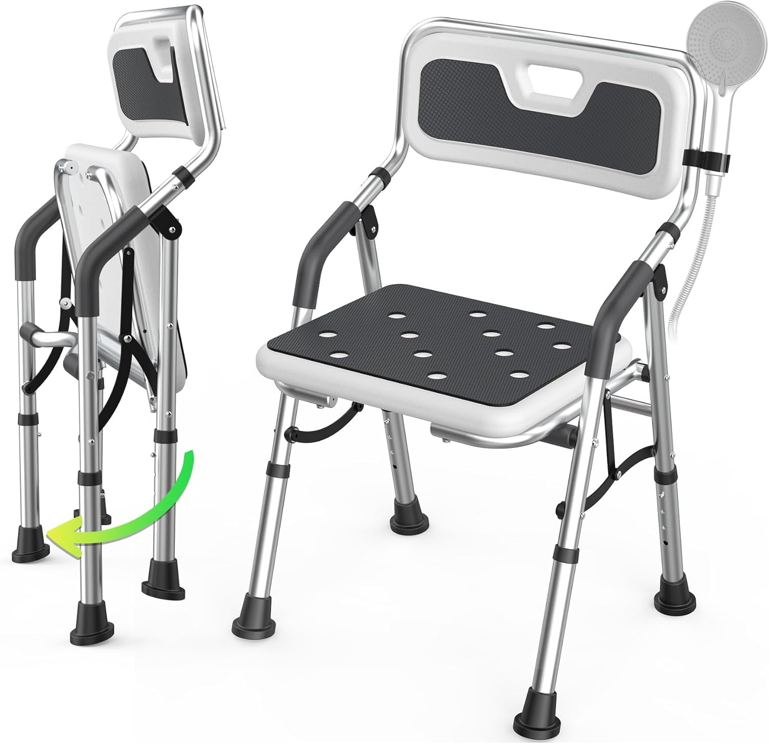 Foldable Shower Chair for Inside Shower with Arms and Back, Shower ...