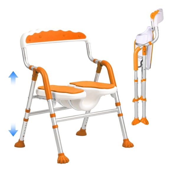 Foldable Shower Chair for Inside Shower Non-Slip Portable Shower Seat for Elderly and Disabled, Orange