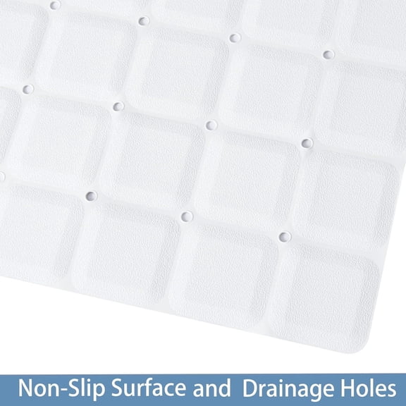 Foldable Silicone Bathtub Mat: Jumbo Size Heavy Duty Safety Bath Mat for Tub Without Suction Cups Non Slip Bath & Shower Mat for Textured, Reglazed, Refinished Tub (White, 35.8 x 17.7)