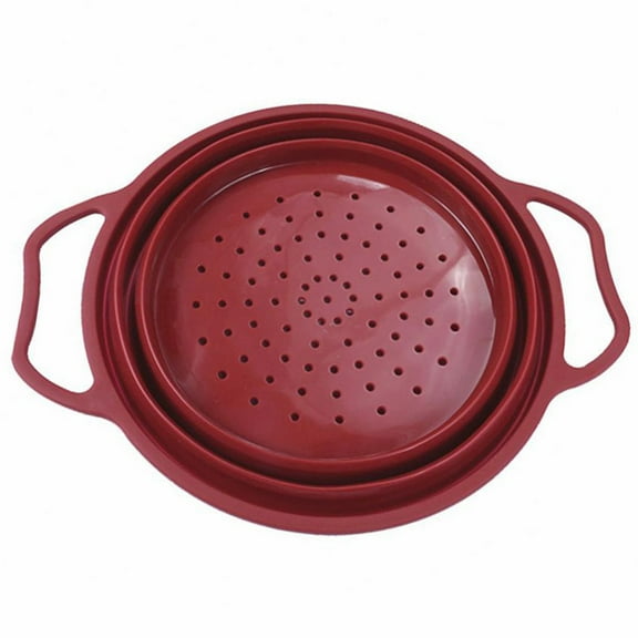 Foldable Silicone Colander Washing Basket Strainer With Handle Kitchen Tool