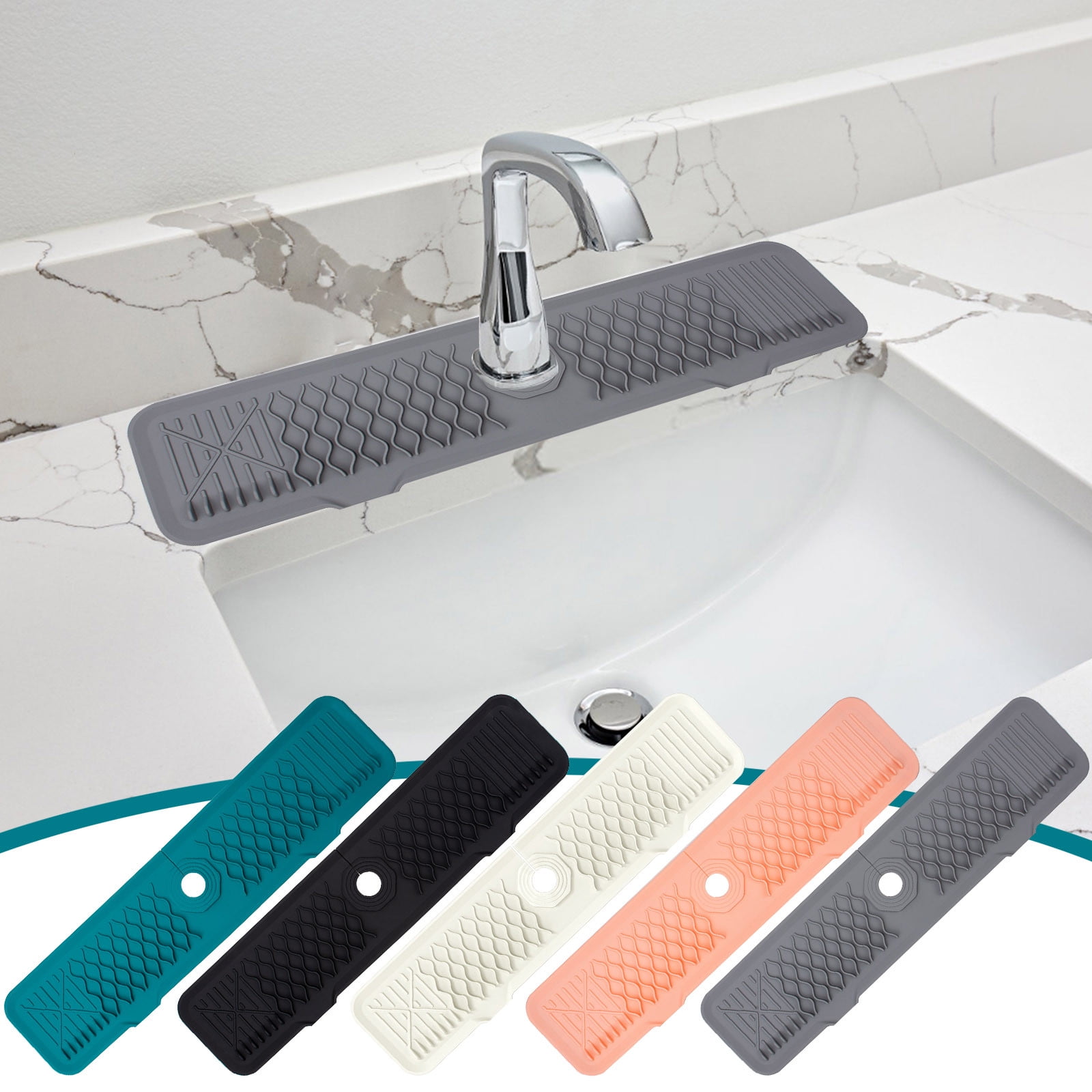 Foldable Silicone Faucet Splash Protector Mat, Sloping Design, Antislip ...