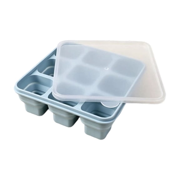 Foldable Silicone Ice Block Tray With Lid 9 Lattice Effortless Release Stackable Ice Block For Freezer Whiskey Cocktails