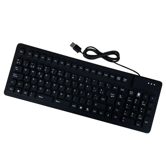 Foldable Silicone Keyboard,105 Keys Waterproof Portable Flexible Keyboard, Roll-up Silent Keyboard Notebook Laptop(Black)