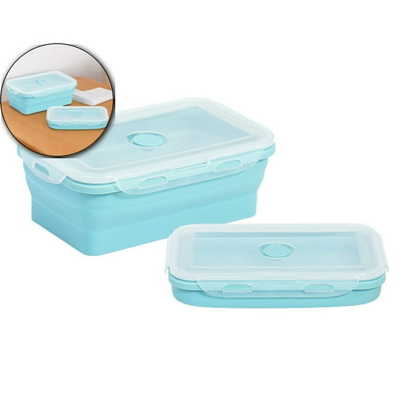 Foldable Silicone Lunch Box, Compact 350ml Food Container, Heat-Resistant Bento Box for Office Use