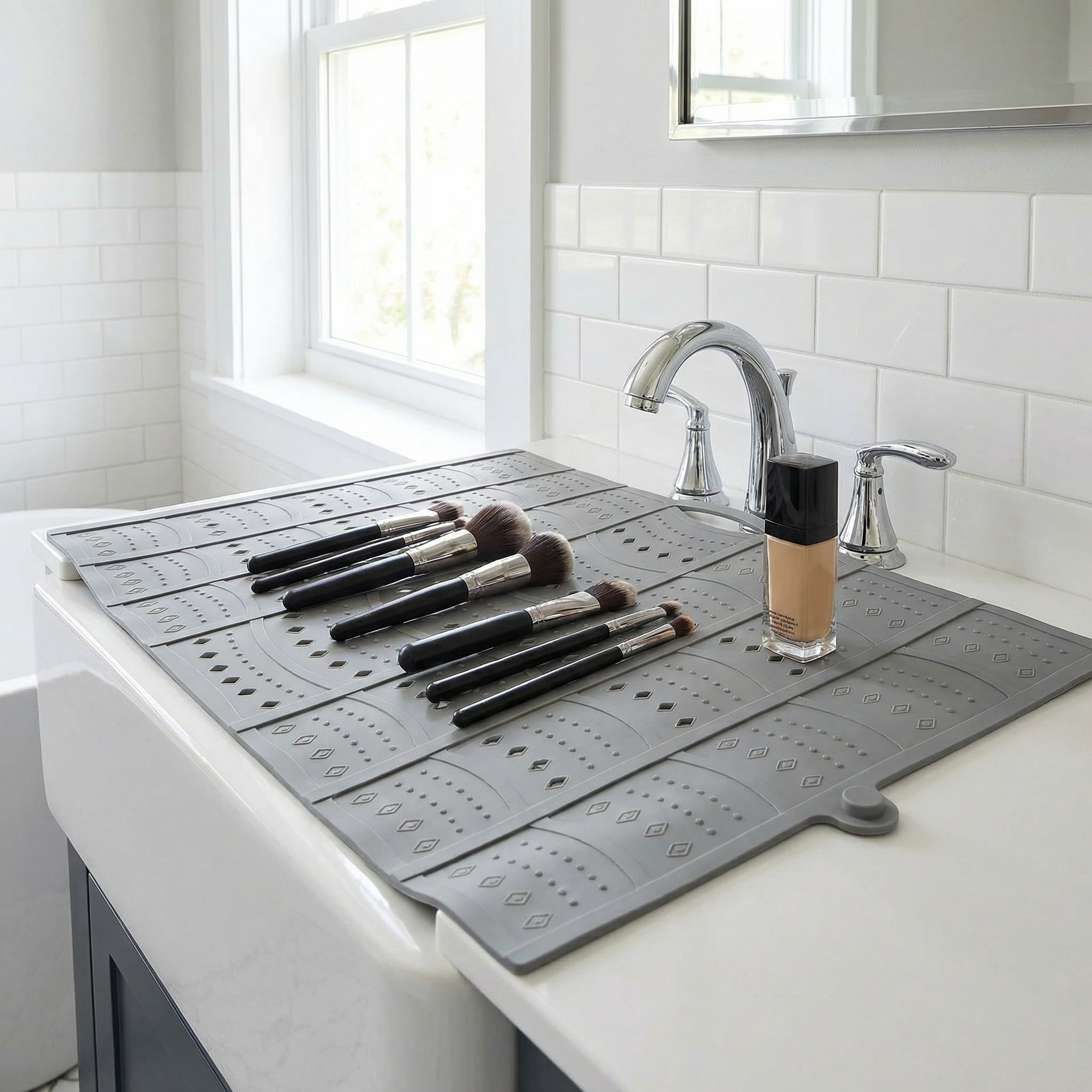 Foldable Silicone Makeup Mat for Bathroom Sink Cover - Counter Space ...