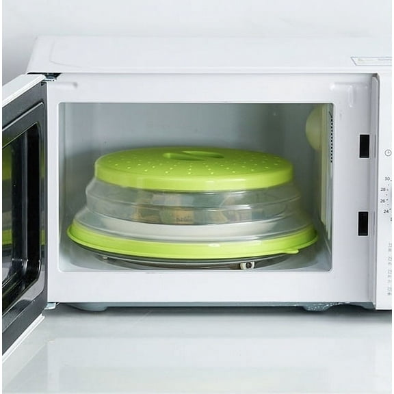 Foldable Silicone Microwave Splatter Food Cover Splash Proof Oil-Proof Food Cover for Reheating with Steam Vents, Easy Grip Handle, Dishwasher-Safe Home Kitchen