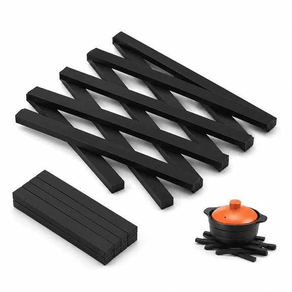 Silicone Trivets Mat, Stretch Expandable Foldable Design, Heat Resistant Perfect for Kitchen Countertop Hot Pots Pans, Stretch Silicone Trivet Hot Pad