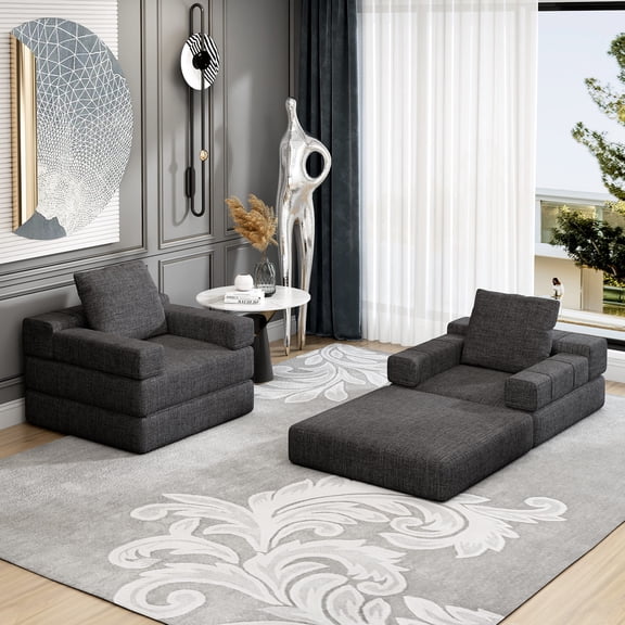 Foldable Single Sofa | For Living, Guest and Play Rooms | Cotton Linen & 28D Compressible Foam | Meet Different Needs Easily