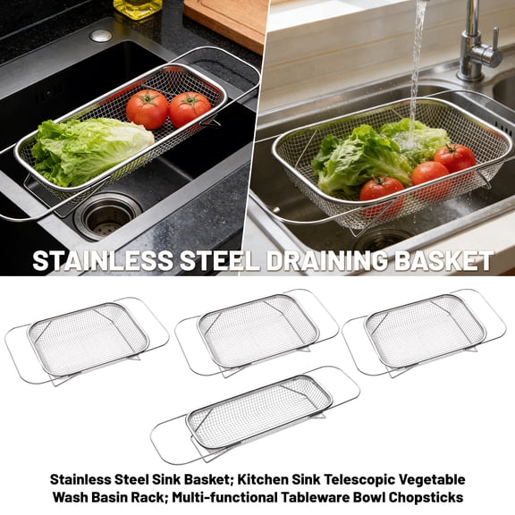 Foldable Over Sink Dish Drying Rack - Extendable Mesh Basket for Kitchen Sink, Perfect Over The Sink Dish Drying Rack & Dish Drying Rack Over The Sink, 16.14*5.11in