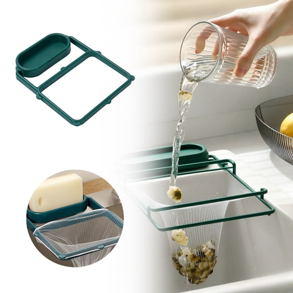Foldable Kitchen Sink Drain Rack with Cloth Holder Mesh Net Space Saving Fruit Vegetable Dish Drying Storage Tray