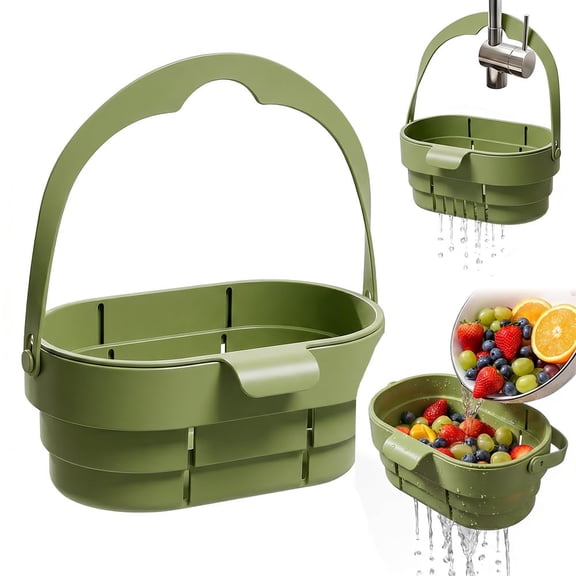 Foldable Sink Strainer Basket with Faucet Hanger, Collapsible Kitchen Drain Colander