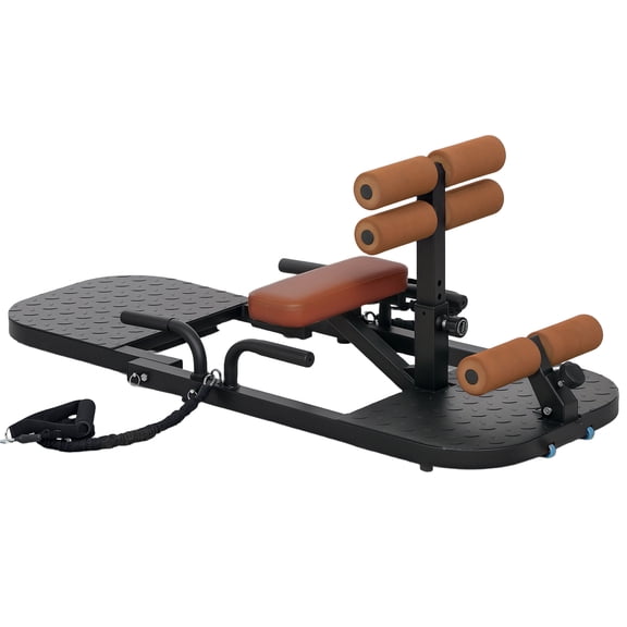 Foldable Sissy Squat Machine, Hip Thrust Machine with Push Up Stand, Multipurpose Glute Workout Equipment, Black