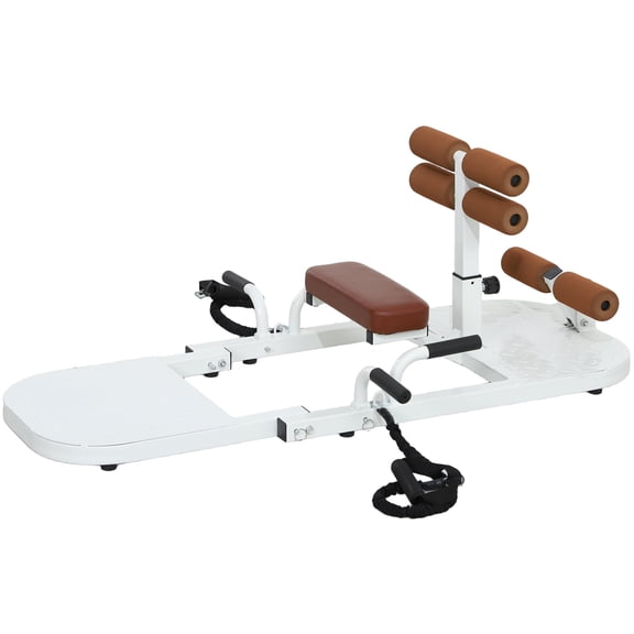 Foldable Sissy Squat Machine, Hip Thrust Machine with Push Up Stand, Multipurpose Glute Workout Equipment, White