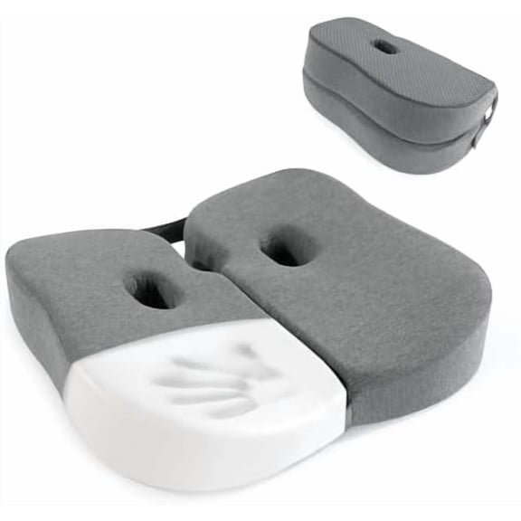 Foldable Sit Bone Seat Cushion for Pressure Relief, Memory Foam Comfort Ischial Tuberosity Seat Pillow for Hip, Butt, Hamstrings, and Sciatica Pain Relief, Breathable &Machine Wash Cover$$Office