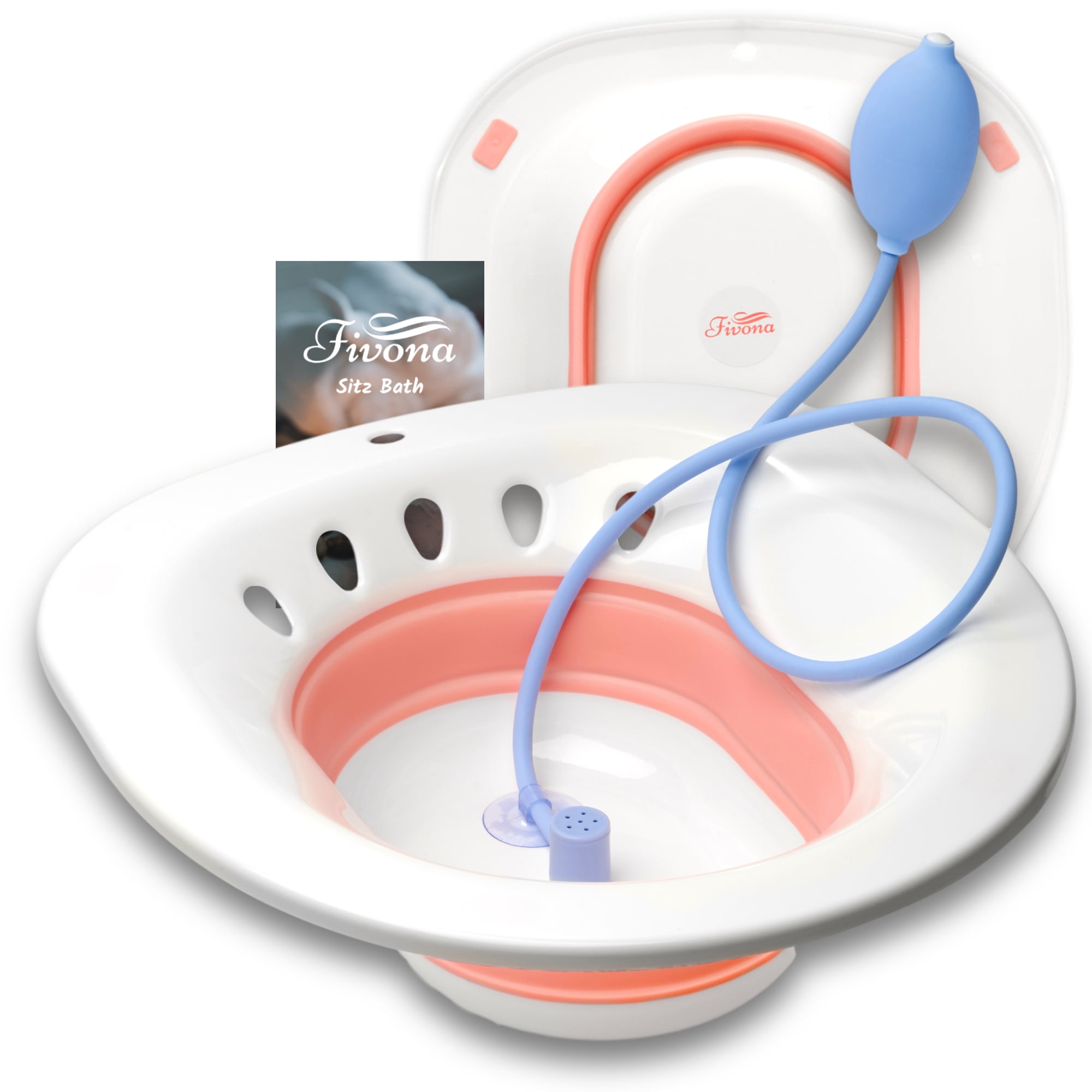 Foldable Sitz Bath Tub for Soak Over the Toilet Seat with Hand Flusher