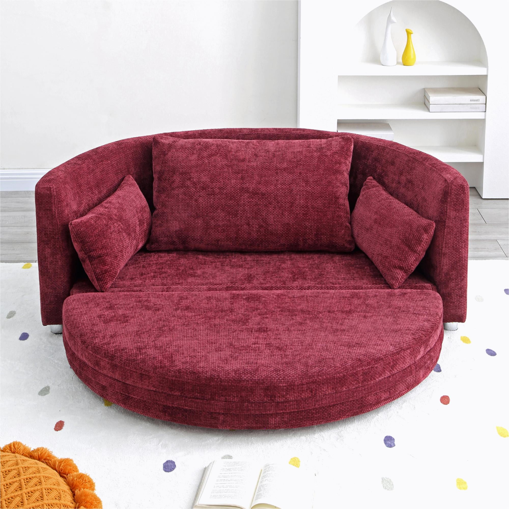 Foldable Sleeper Sofa Bed,Floor Sofa Chair Bed,Adjustable Futon Sofa Folding Lazy Sofa Couch for Living Room/Bedroom,Burgundy