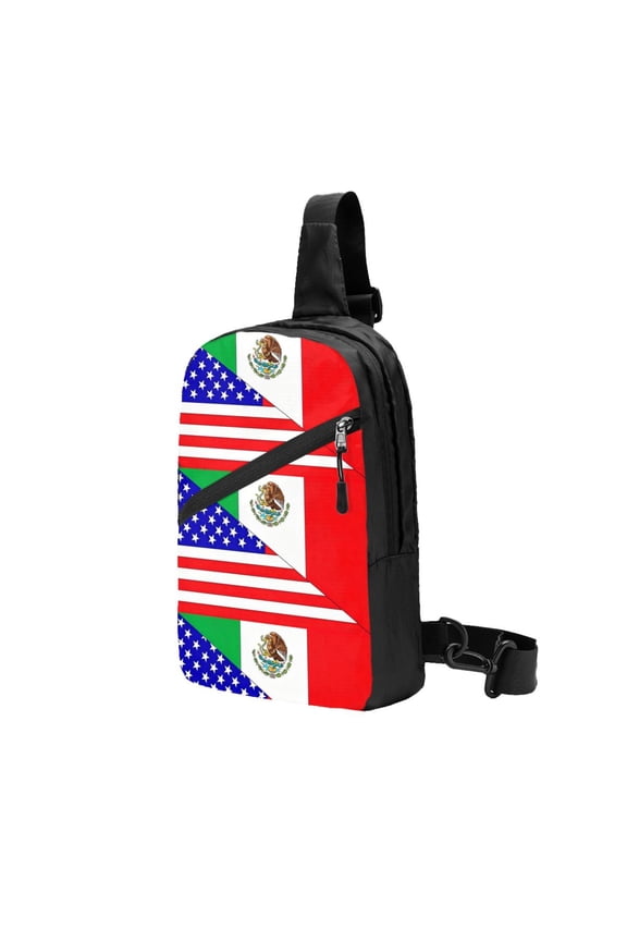 Foldable Sling Backpack Packable Daypack America-Mexican Flag Collapsible Crossbody Shoulder Bag