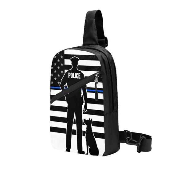 Foldable Sling Backpack Packable Daypack America Thin Blue Line Flag Police Collapsible Crossbody Shoulder Bag