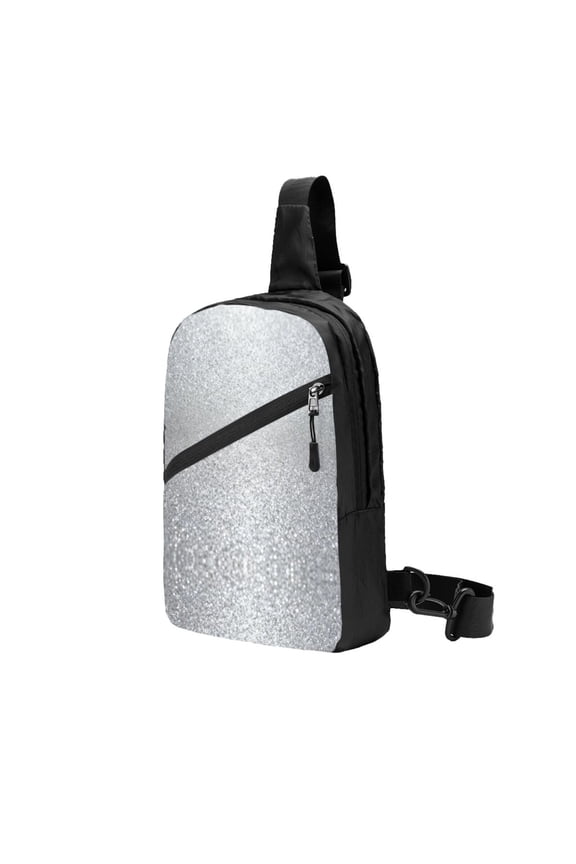Foldable Sling Backpack Packable Daypack Diamond Silver Pattern Collapsible Crossbody Shoulder Bag