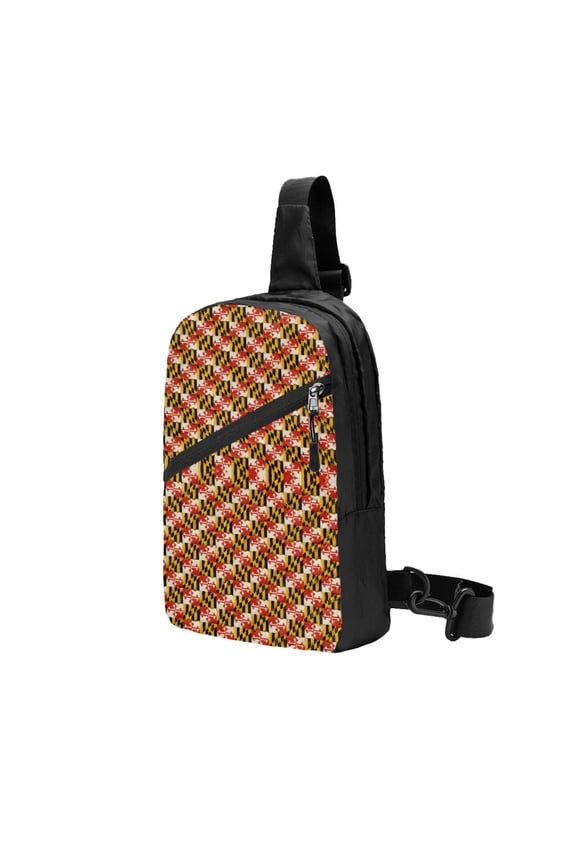 Foldable Sling Backpack Packable Daypack Maryland Flag Pattern Collapsible Crossbody Shoulder Bag