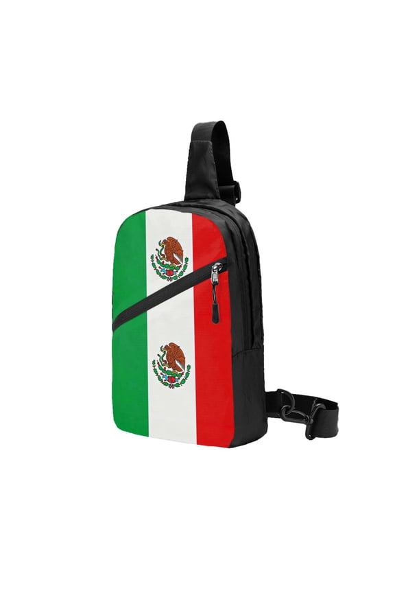 Foldable Sling Backpack Packable Daypack Mexican-Flag Collapsible Crossbody Shoulder Bag