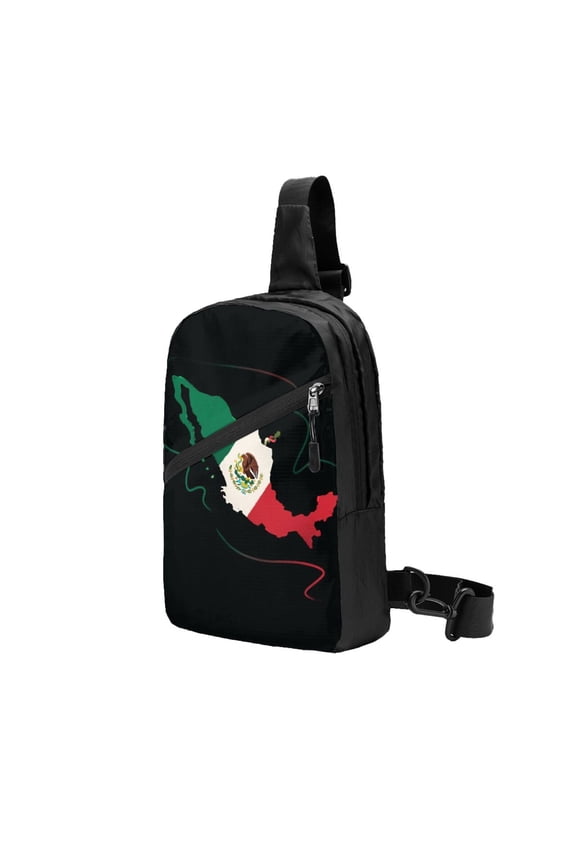 Foldable Sling Backpack Packable Daypack Mexico-Flag-Map Collapsible Crossbody Shoulder Bag