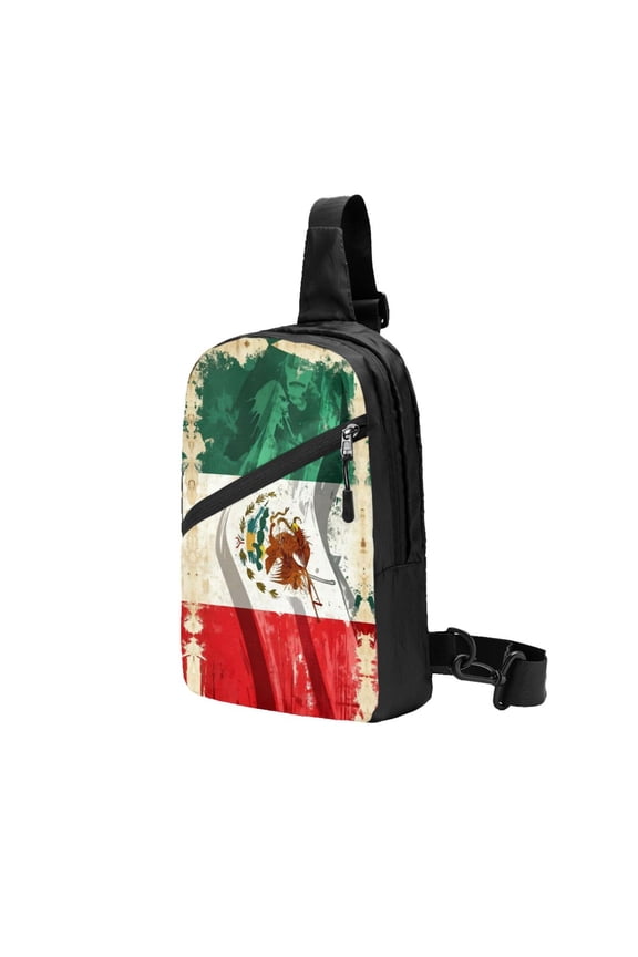 Foldable Sling Backpack Packable Daypack Mexico-Flag- Print Collapsible Crossbody Shoulder Bag