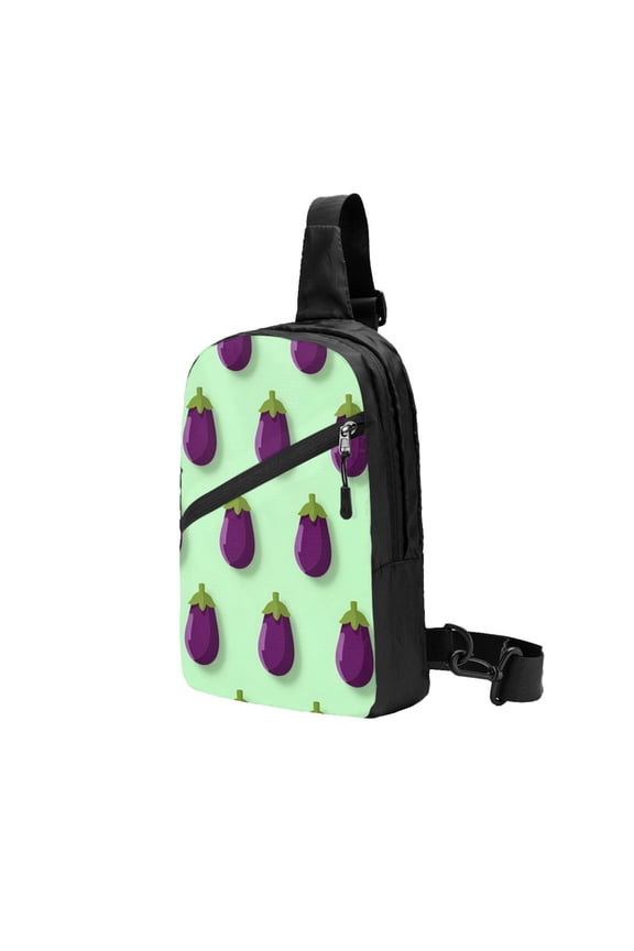 Foldable Sling Backpack Packable Daypack Purple Eggplant Print Collapsible Crossbody Shoulder Bag