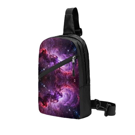 Foldable Sling Backpack Packable Daypack Purple Nebula Space Galaxy Collapsible Crossbody Shoulder Bag